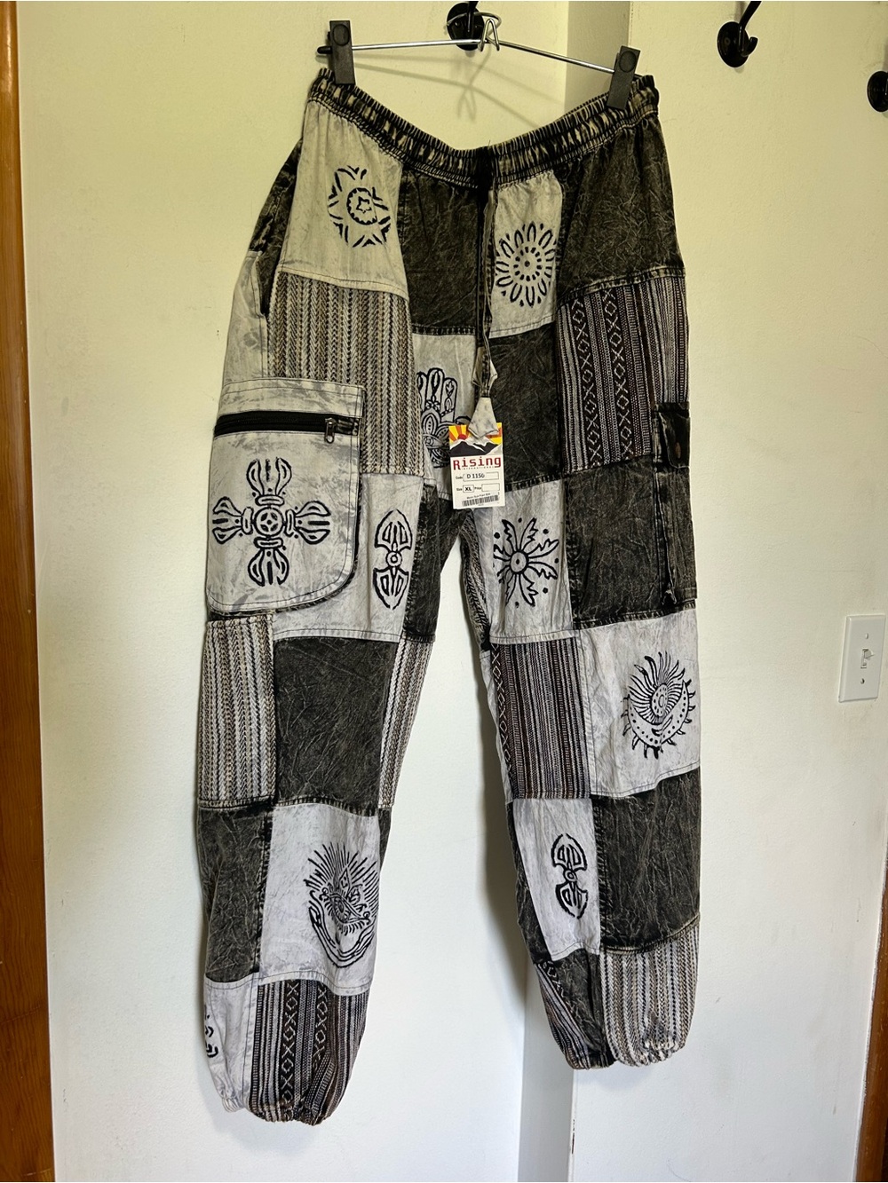 Ready to Wander; NWT - Rising International Black-n-White Patchwork Pants